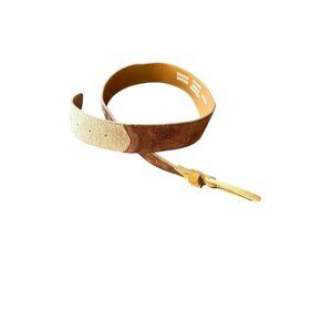 Genuine Leather Brown & Beige Patchwork Belt By Pearl‎ Medium